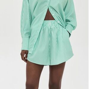 Lioness Mint Green Striped Boyfriend Shorts